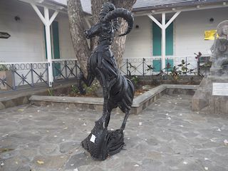 ibex statue in front of the tourist office, Port Mathurin • Mauritius